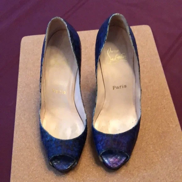 Glorious Christian Iridescent Snake Skin Louboutin Heels, 36.5 - Picture 2 of 7
